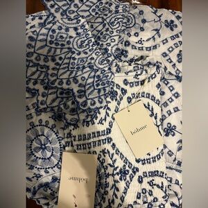 Bohme Navy and White Embroidered Top